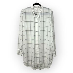 Joe Fresh White w Black Checker Button Down Blouse M